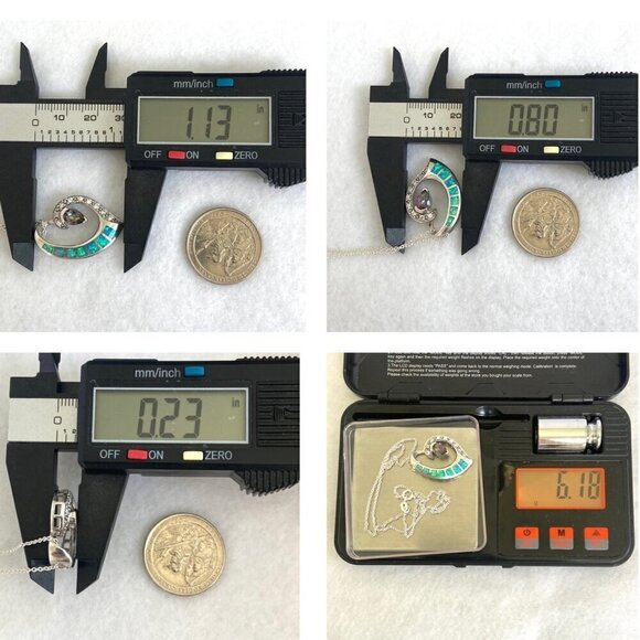 Sterling Silver 925 5☆ Mystic Quartz & Blue Gilson Opal Pendant Necklace 18" - Picture 10 of 16